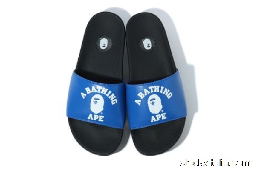 Outlet A Bathing Ape College Slide Sandals Blue