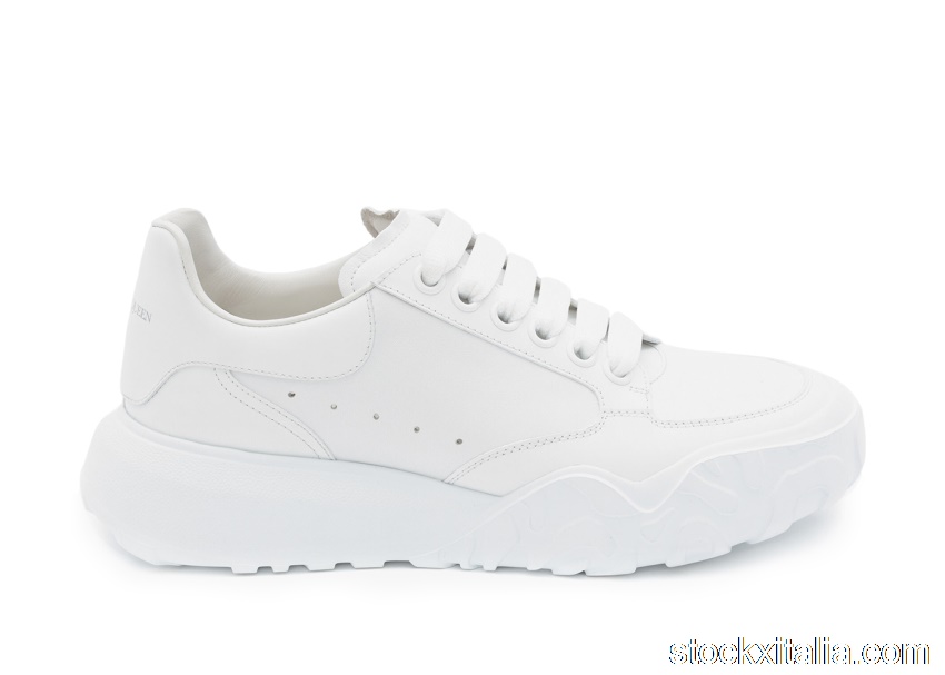 Outlet Alexander McQueen Court Trainers White Leather (W) 633915WIA989000