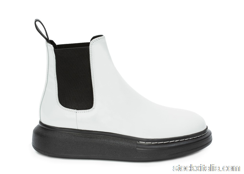 Outlet Alexander McQueen Hybrid Chelsea Boot Black White (W) 586398WHX529061