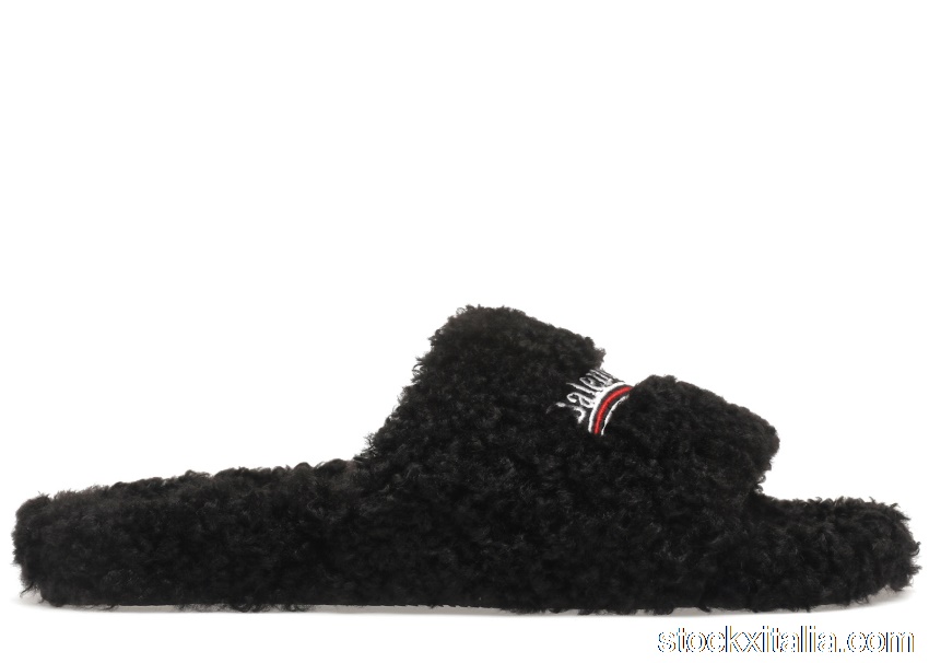 Outlet Balenciaga Furry Slide Black 654747W2DO11096
