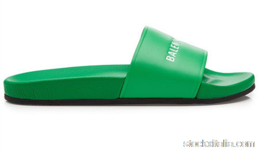 Outlet Balenciaga Leather Slides Green 506347WAL003775