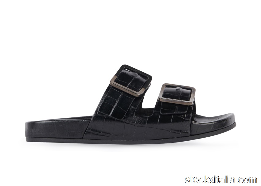 Outlet Balenciaga Mallorca Sandal Black Crocodile Embossed 660237WBB611010