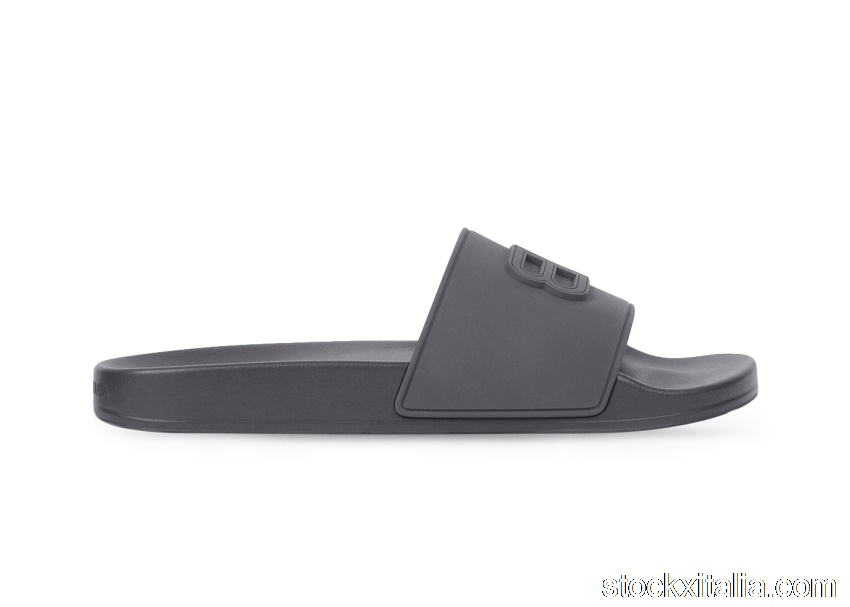 Outlet Balenciaga Pool Slides 3D BB Logo Dark Grey 656395W1S851511