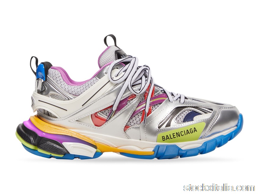 Outlet Balenciaga Track Leather Free White Silver Multi 542023W2FSA8123