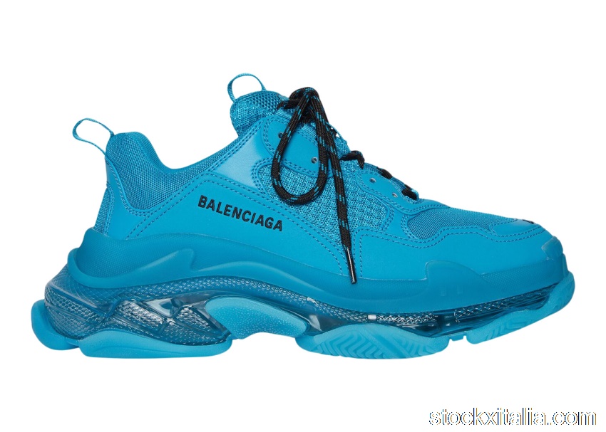 Outlet Balenciaga Triple S Clear Sole Teal Blue 541624W2GA14810
