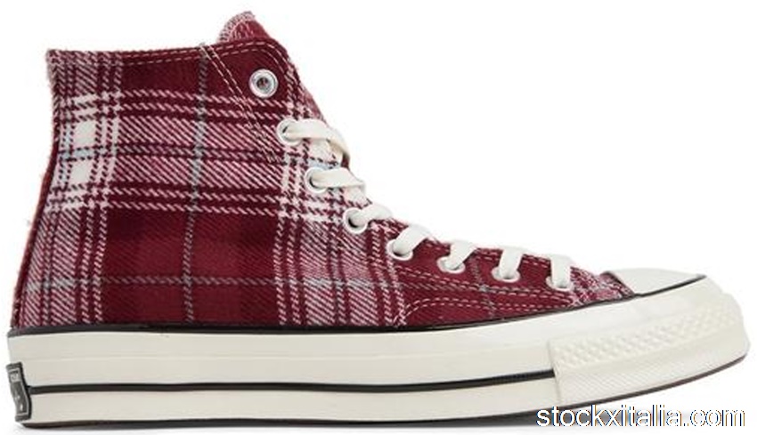 Outlet Converse Chuck Taylor All-Star 70 Hi Plaid Pack Dark Burgundy 162403C
