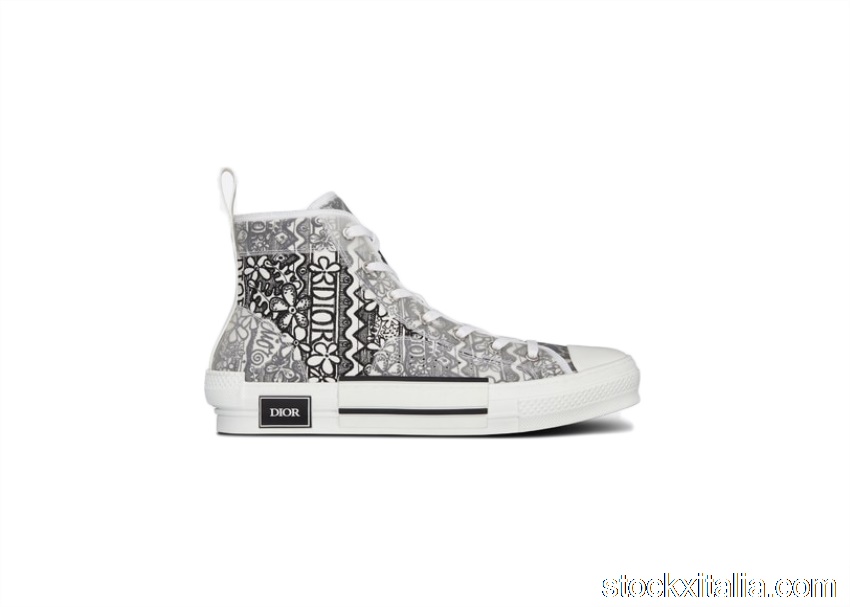 Outlet Dior And Shawn B23 High Top Black White Embroidery 3SH118ZCO_H169