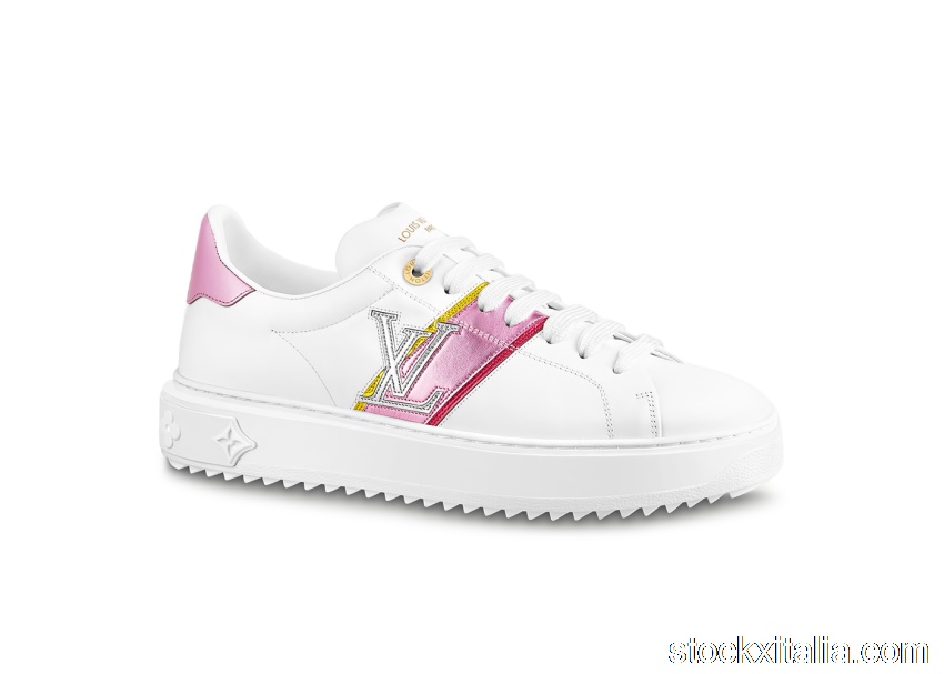 Outlet Louis Vuitton Time Out Graphic Striped Leather Pink White (W) 1A9Q1K