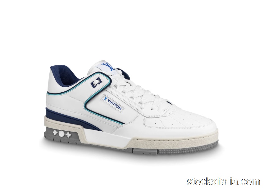 Outlet Louis Vuitton Trainer Sneaker White Blue 1A67KZ