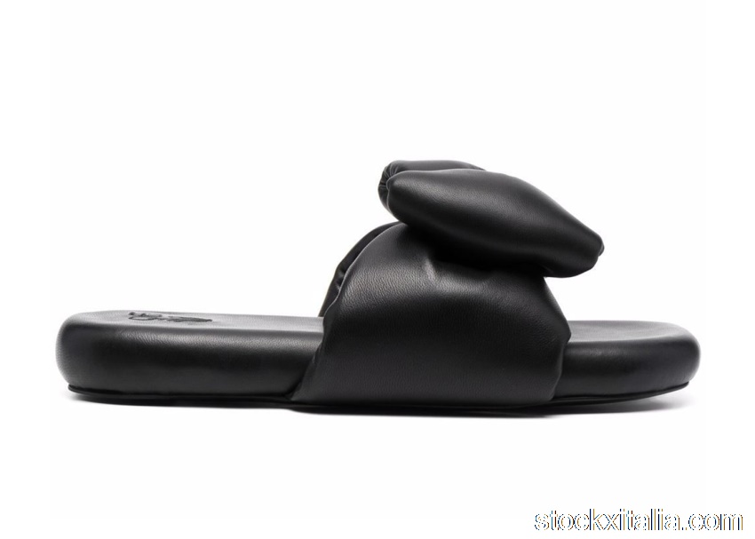 Outlet OFF-WHITE Extra Padded Bow Slide Black Black (W) OWIC005S22LEA0011000