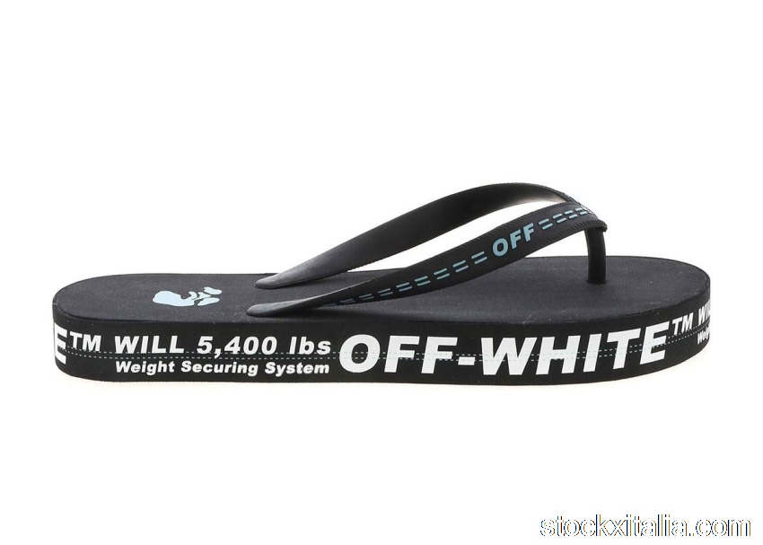 Outlet OFF-WHITE Logo Flip Flop Black White OMIC002R21MAT0011001