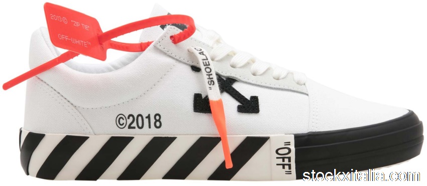 Outlet OFF-WHITE Vulc Low Top White Black (Updated Stripes) (W) OWIA146R198000160100