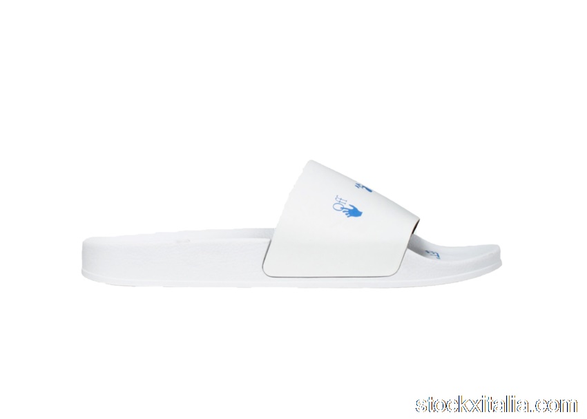 Outlet Off-White Logo Sliders White Blue AW20 OMIA088E20FAB0020145