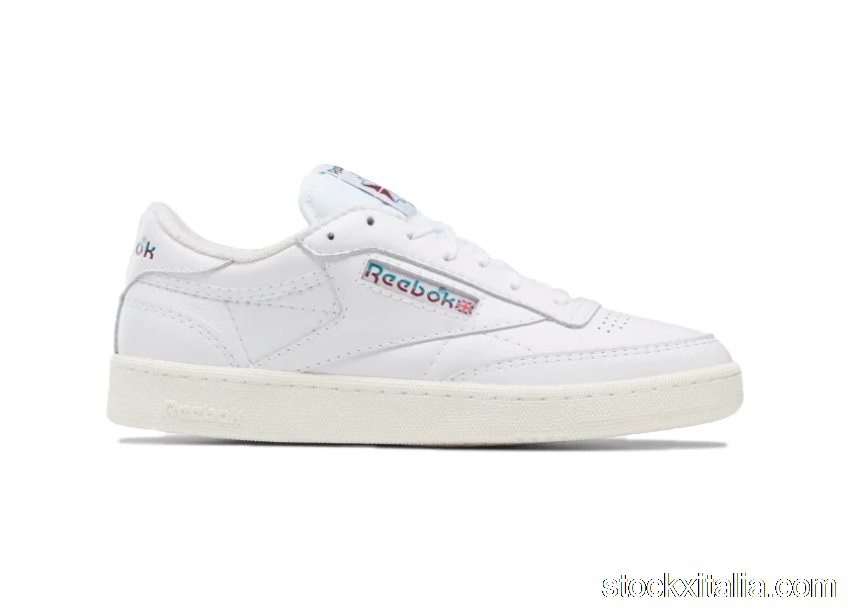 Outlet Reebok Club C 85 White Teal Burgundy Logo GX2744