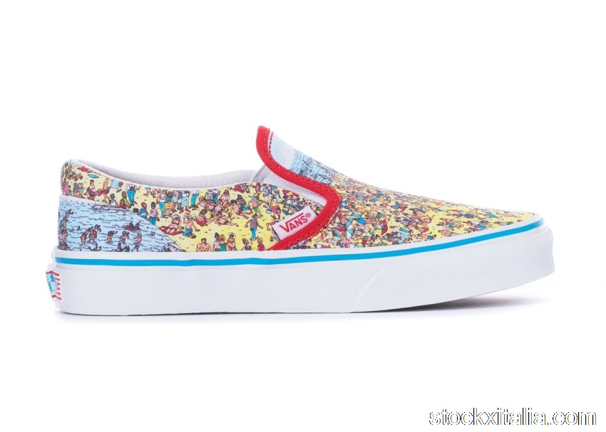 Outlet Vans Classic Slip-On Wheres Waldo Beach (Kids) VN0A4BUT3WO