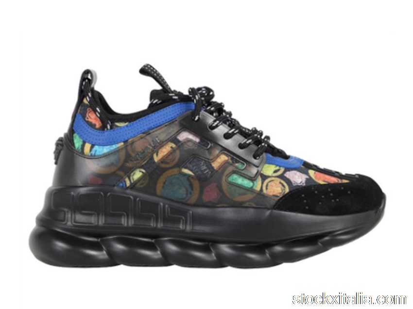 Outlet Versace Chain Reaction Diamond Print Black Blue Multi DSU7071E-D27TCG_6X080