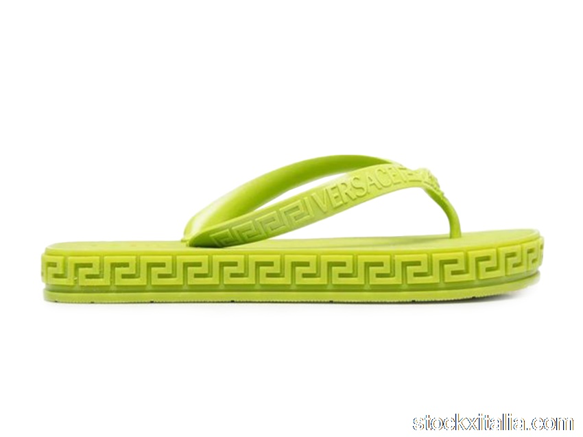 Outlet Versace Greca Flip Flops Lime Green (W) 1003737-1A02753_1G670