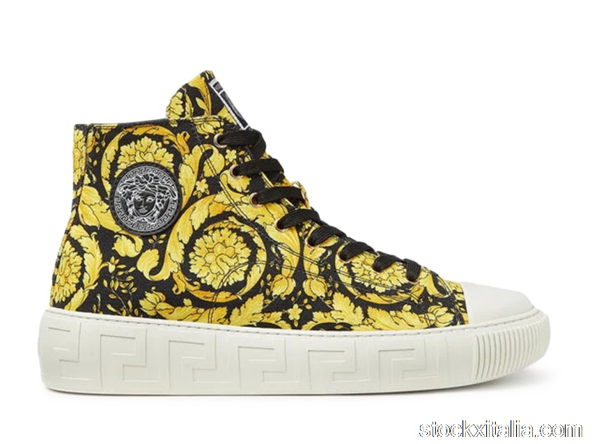 Outlet Versace Greca High Top Barocco Print Black Gold DSU8403-DTE4G_5W08V