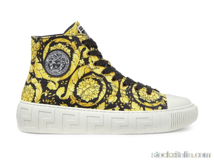 Outlet Versace Greca High Top Barocco Print Black Yellow (W) DST643D-DTE4G_5W08V